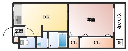 アークハイツトヨナカ(1DK/2階)の間取り写真