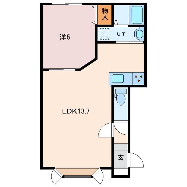 WATER COURT II(1LDK/1階)の間取り写真