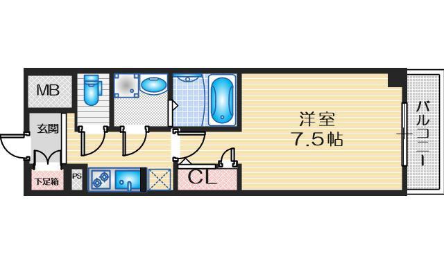 S-RESIDENCE江坂ALEGRIA(1K/8階)の間取り写真