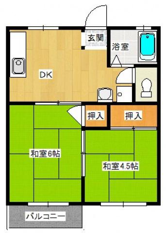 コーポ西村(2DK/1階)の間取り写真