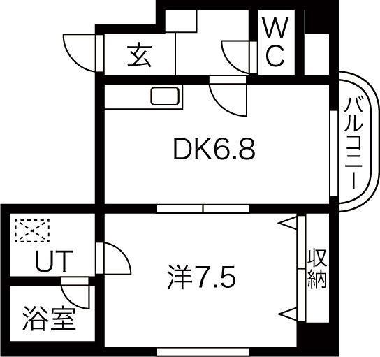 OMレジデンス北郷8条(1DK/2階)の間取り写真