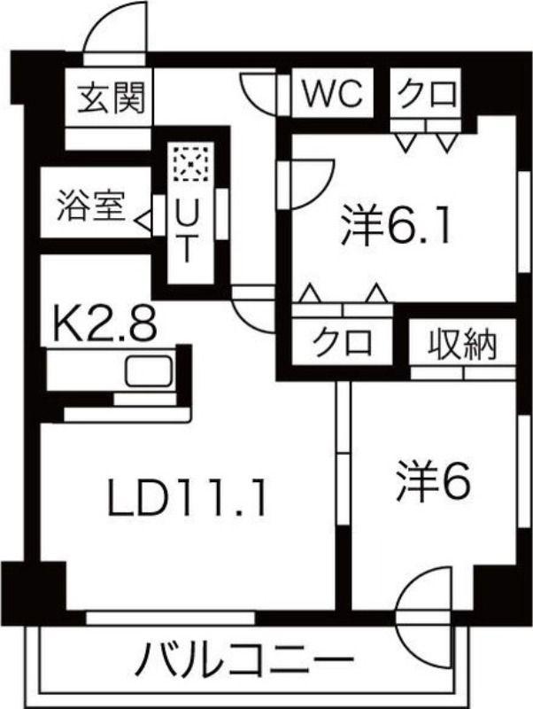 JR札沼線 新川駅(北海道) 徒歩10分 6階建 築12年(2LDK/3階)の間取り写真