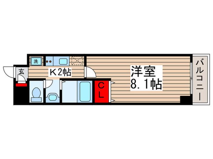 カーサ松戸(1K/2階)の間取り写真