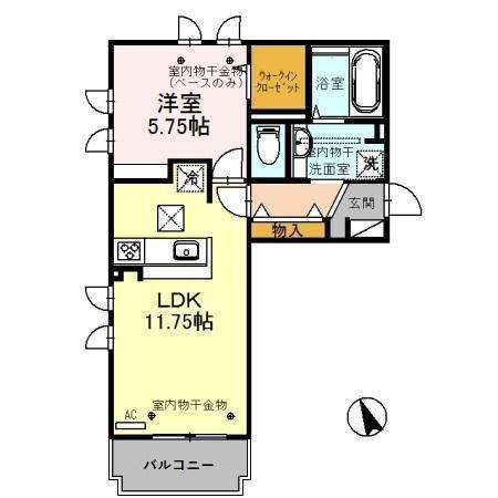 ラネオン(1LDK/1階)の間取り写真