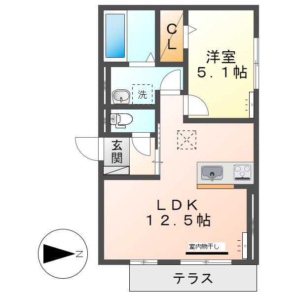 グレース(1LDK/1階)の間取り写真