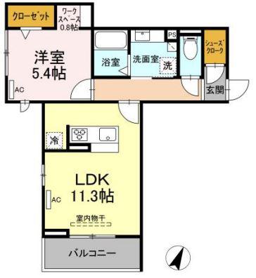 アッコルダーレ望が丘(1LDK/3階)の間取り写真