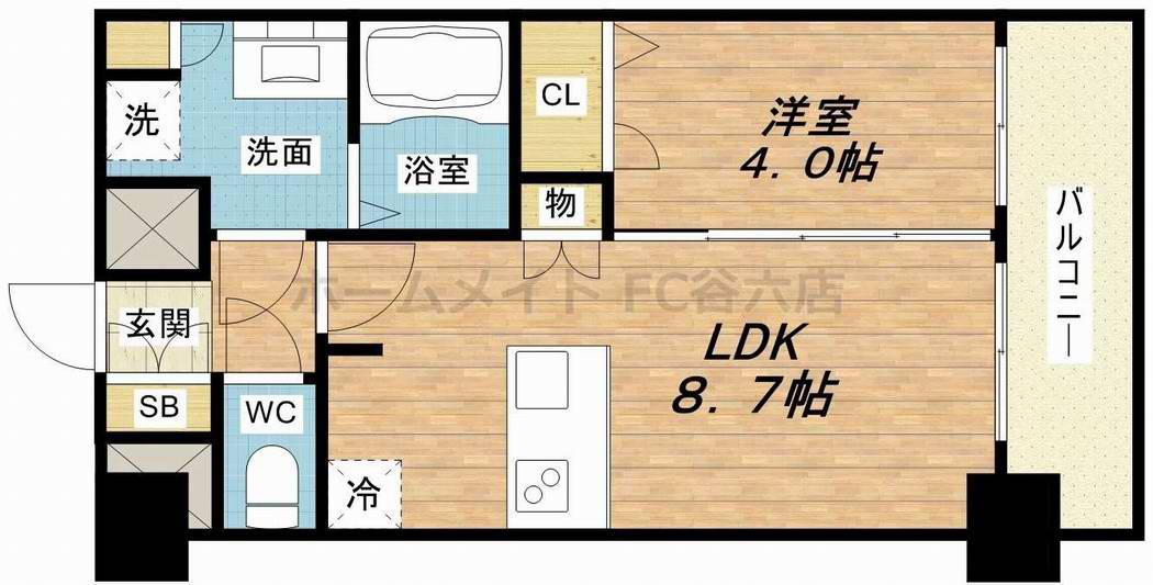 プレサンス難波インフィニティ(1LDK/12階)の間取り写真