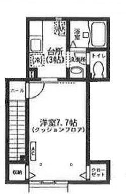 ペルシモン高円寺(1K/2階)の間取り写真