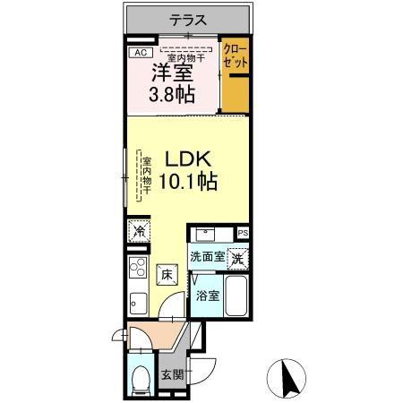 D-ROOM中央I(1LDK/1階)の間取り写真