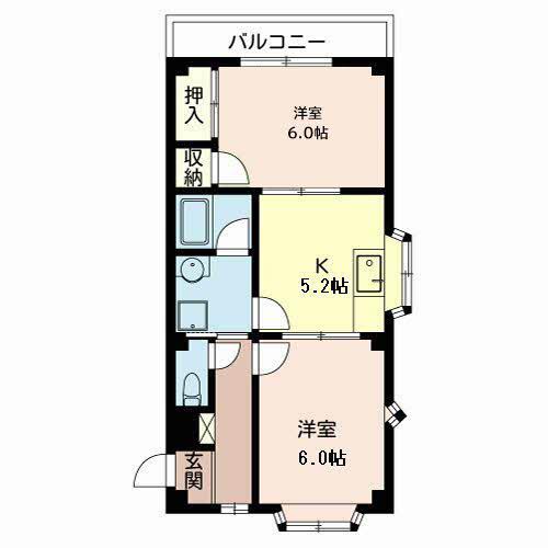 コーポラスモズ(2DK/3階)の間取り写真