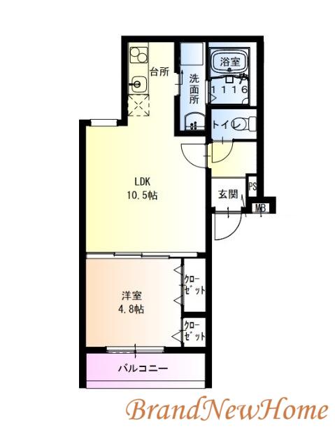 フジパレス堺もずV番館(1LDK/3階)の間取り写真