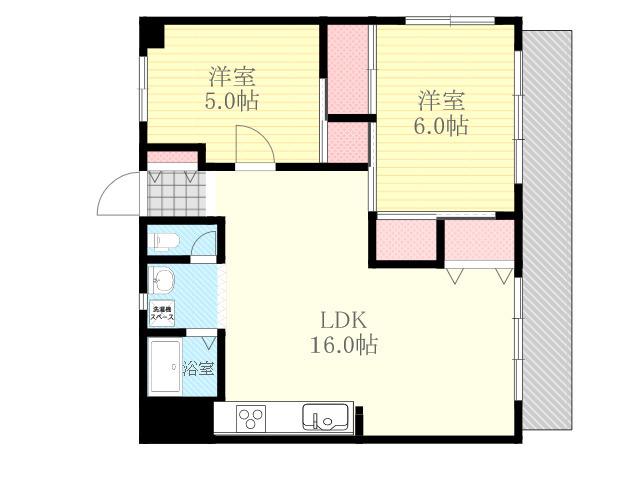 コスモハイツ(2LDK/3階)の間取り写真