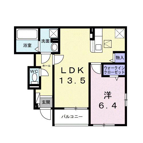 LA CASA MIA DUE(1LDK/1階)の間取り写真