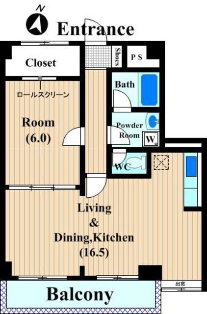 リバーハウスII(1LDK/3階)の間取り写真