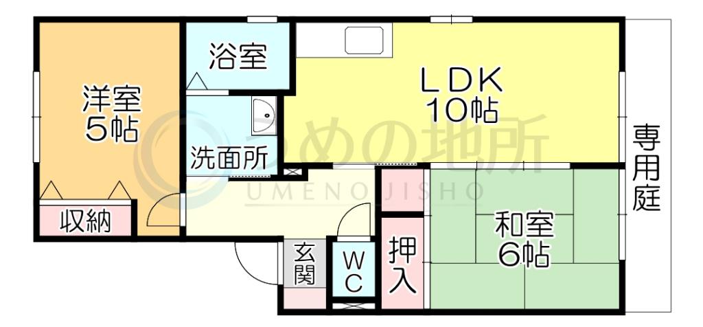 グリーンパーク大善寺IIA(2LDK/1階)の間取り写真
