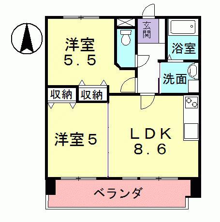 日映マンションIII(2LDK/9階)の間取り写真