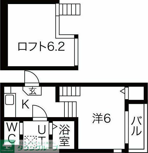 ハーモニーテラス西中田V(1K/1階)の間取り写真