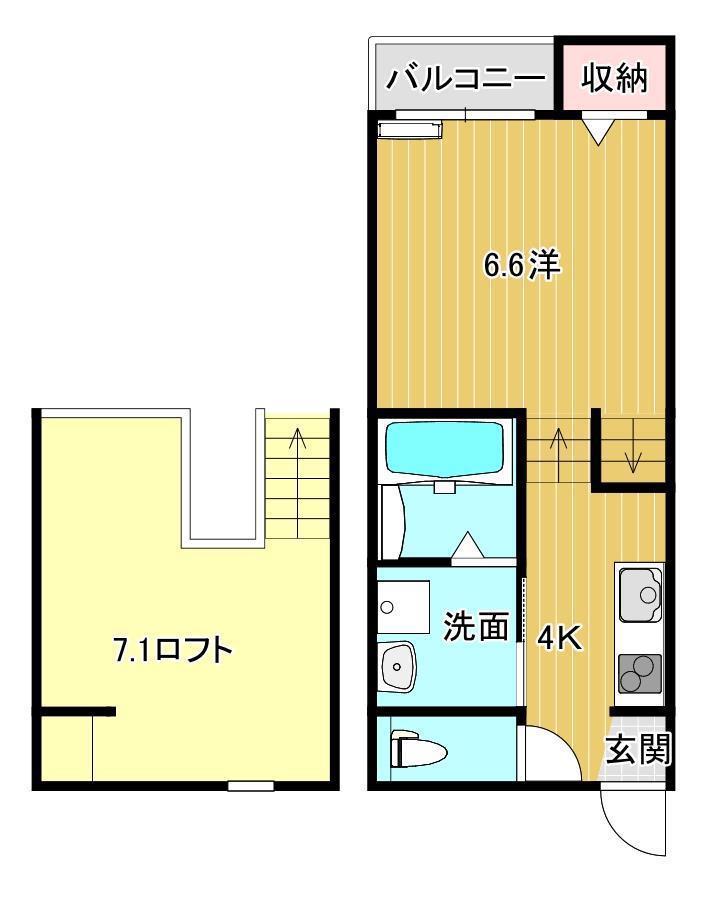 アストランチア(1K/1階)の間取り写真