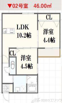 千里山東4丁目PJ(2LDK/3階)の間取り写真