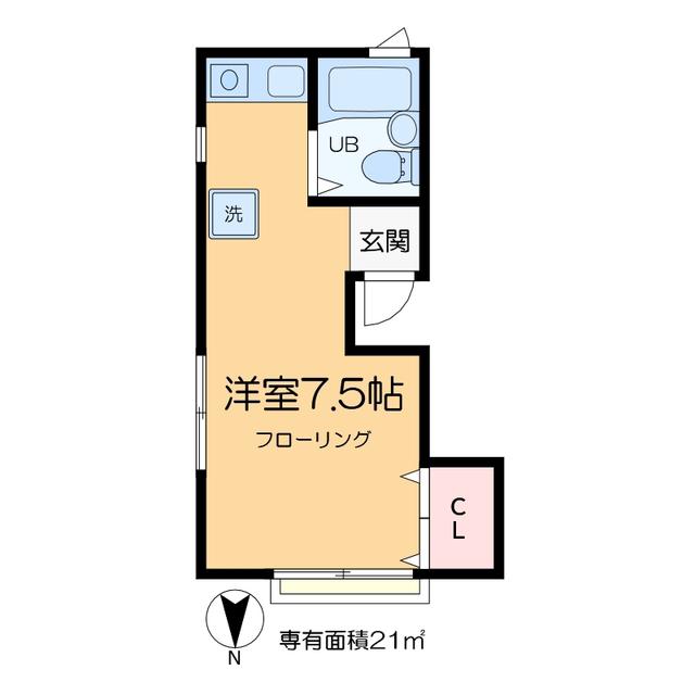 コーポシンポ(ワンルーム/2階)の間取り写真