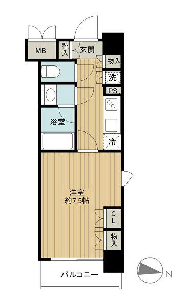 クオリア小石川(1K/7階)の間取り写真