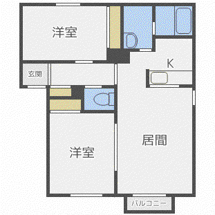 ノーブルコート(2LDK/1階)の間取り写真