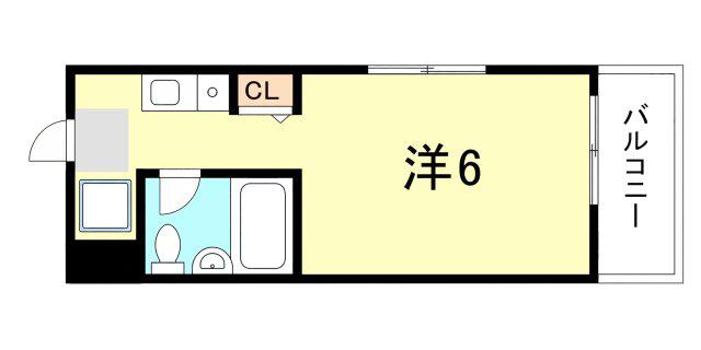 ヴィラサンローズ(ワンルーム/2階)の間取り写真