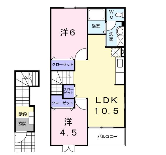 グルービー(2LDK/2階)の間取り写真