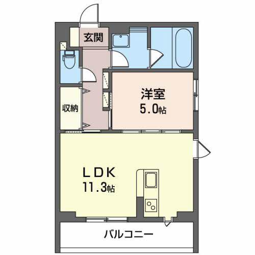 AZUL学校町(1LDK/2階)の間取り写真