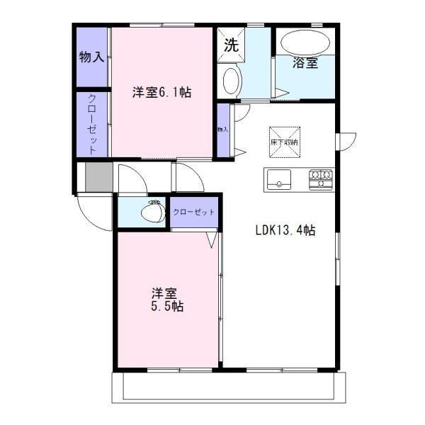 ブランドール2(2LDK/1階)の間取り写真