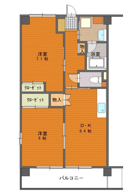 サンライズ入間(2DK/4階)の間取り写真