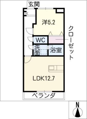 サウスガーデン(1LDK/2階)の間取り写真