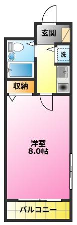 リビン元住吉(1K/3階)の間取り写真