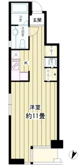フラッツ一番町(1K/6階)の間取り写真