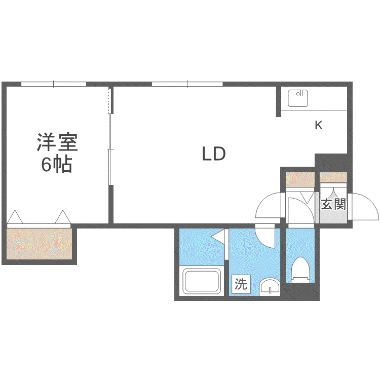 ノーブル円山(1LDK/4階)の間取り写真
