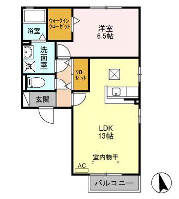 フローラルA(1LDK/1階)の間取り写真