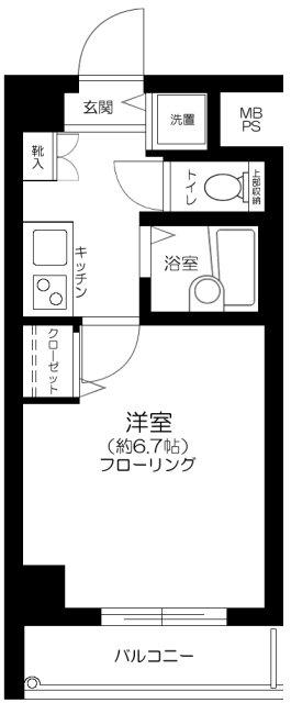 セントパレス南大井(1K/4階)の間取り写真