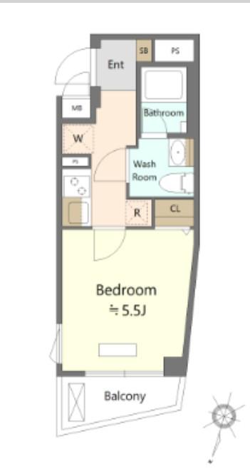 SHOKEN RESIDENCE横浜大口(1K/4階)の間取り写真