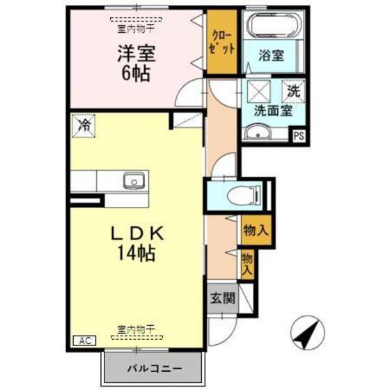 D-ROOM本郷新(1LDK/1階)の間取り写真