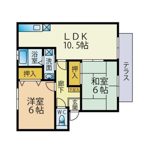 サンガーデン笹原A棟(2LDK/1階)の間取り写真