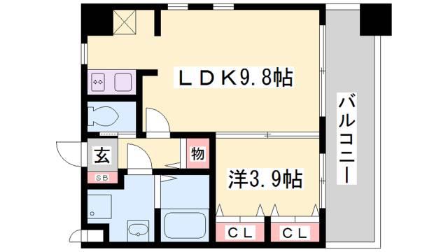 アーバネックス神戸水木通(1LDK/8階)の間取り写真