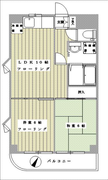 パレ岸町(2LDK/2階)の間取り写真