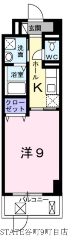 ノーサイド立葉(1K/6階)の間取り写真