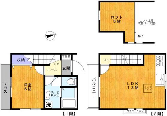 BRICK HOUSE洗足(1LDK/2階)の間取り写真
