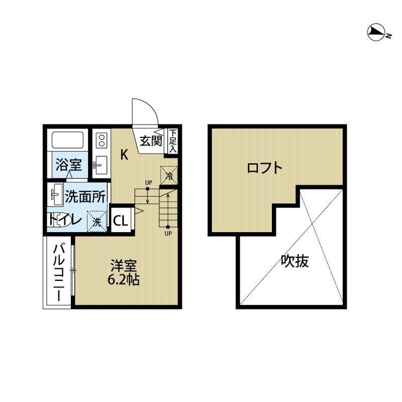 STUDIO竹下(ワンルーム/1階)の間取り写真