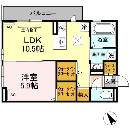 メゾン沖浜(1LDK/3階)の間取り写真
