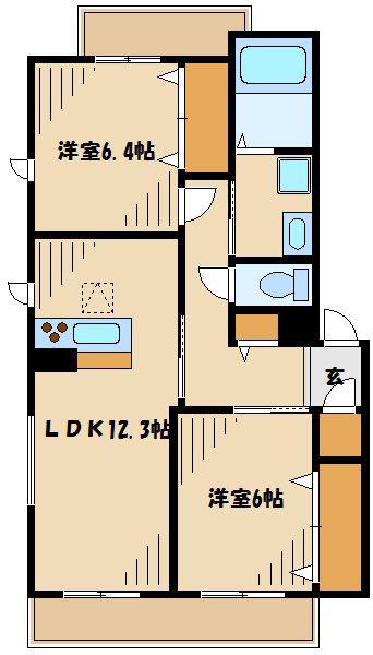 クレストールA(2LDK/1階)の間取り写真