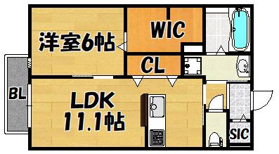 ユニグレイス(1LDK/2階)の間取り写真