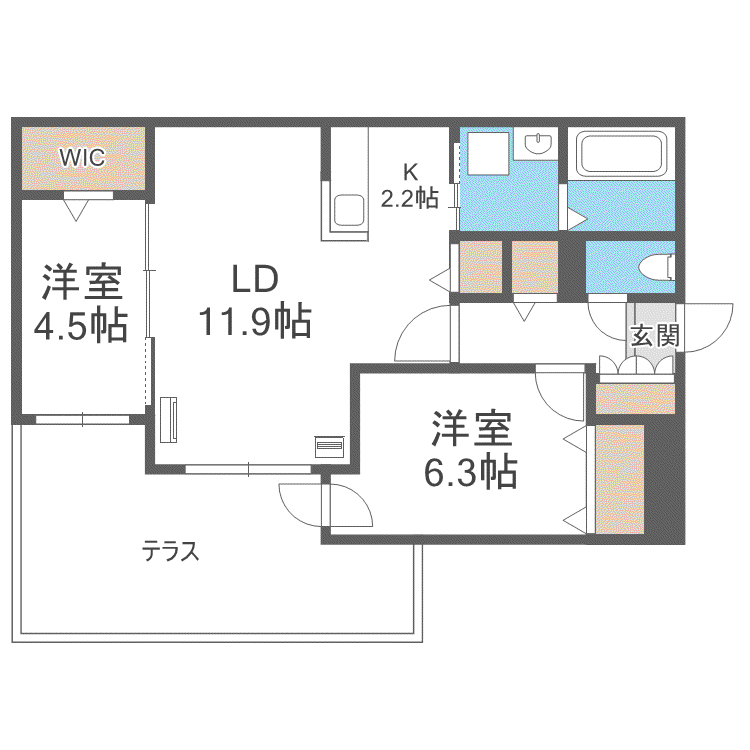 THE RESIDENCE 南平岸(2LDK/1階)の間取り写真