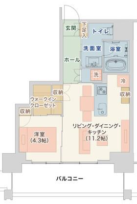 栄タワーヒルズ(1LDK/16階)の間取り写真